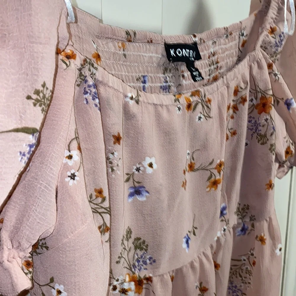 Kontrol Large Peach Floral Print Off Shoulder Blouse - Picture 11 of 11